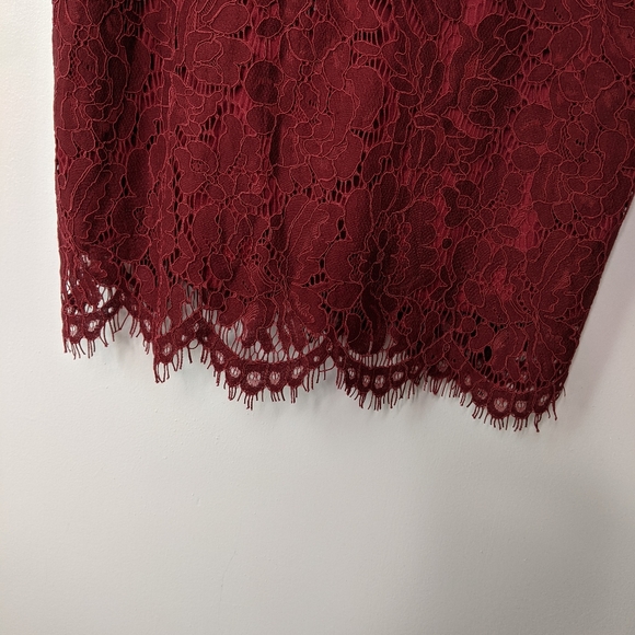 Zalalus Maroon High neck Lace Mini Dress NWT - Picture 8 of 11